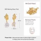 Lava Baroque Button Pearl Earrings
