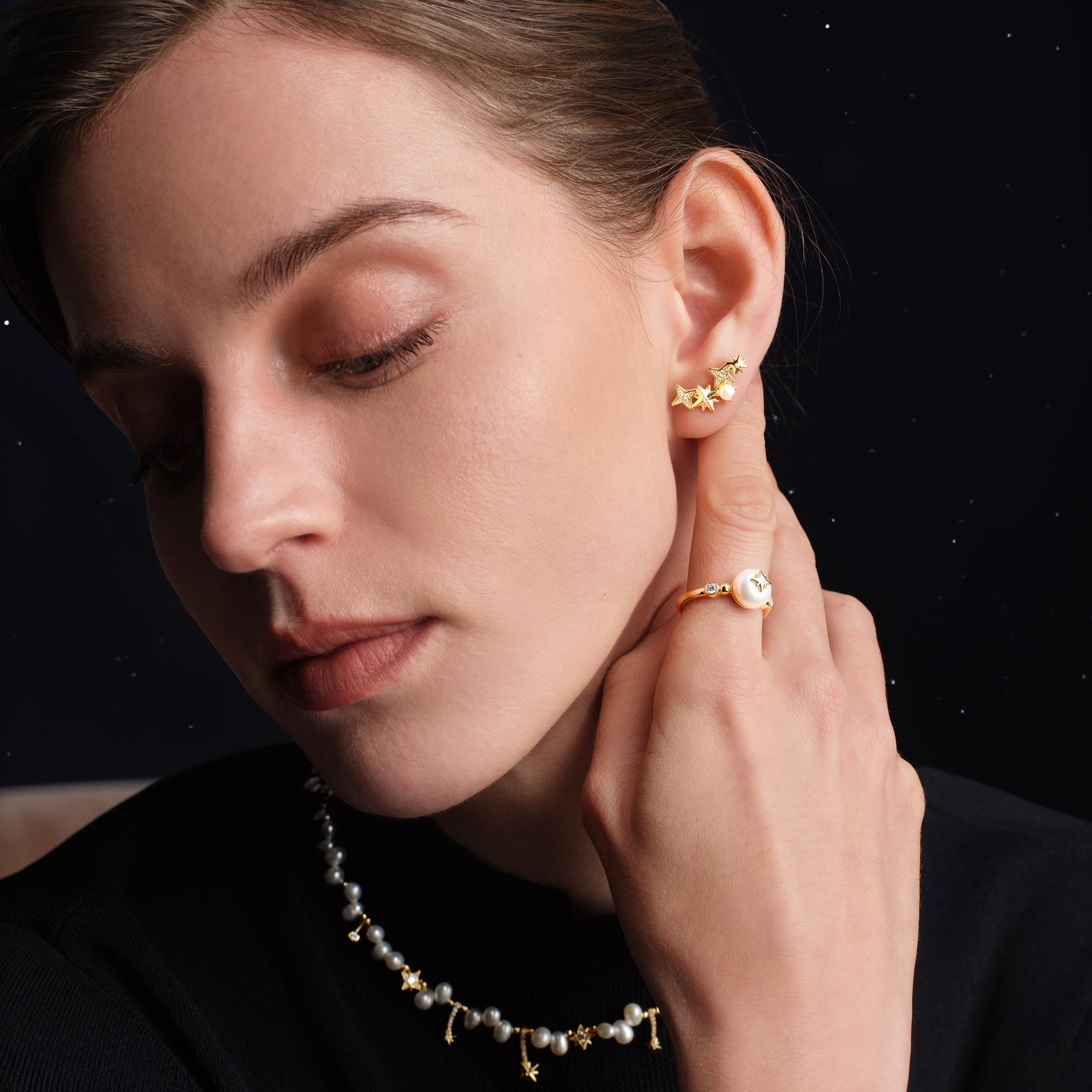 Polaris Pearl Stud Earrings