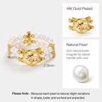 Personalized Cat Pearl Beaded Ring