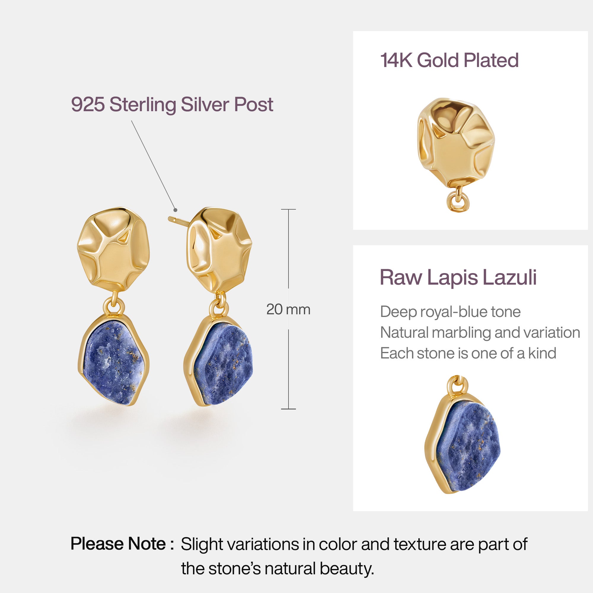 Raw Lapis Lazuli Earrings