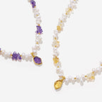 Raw Citrine Pearl Necklace