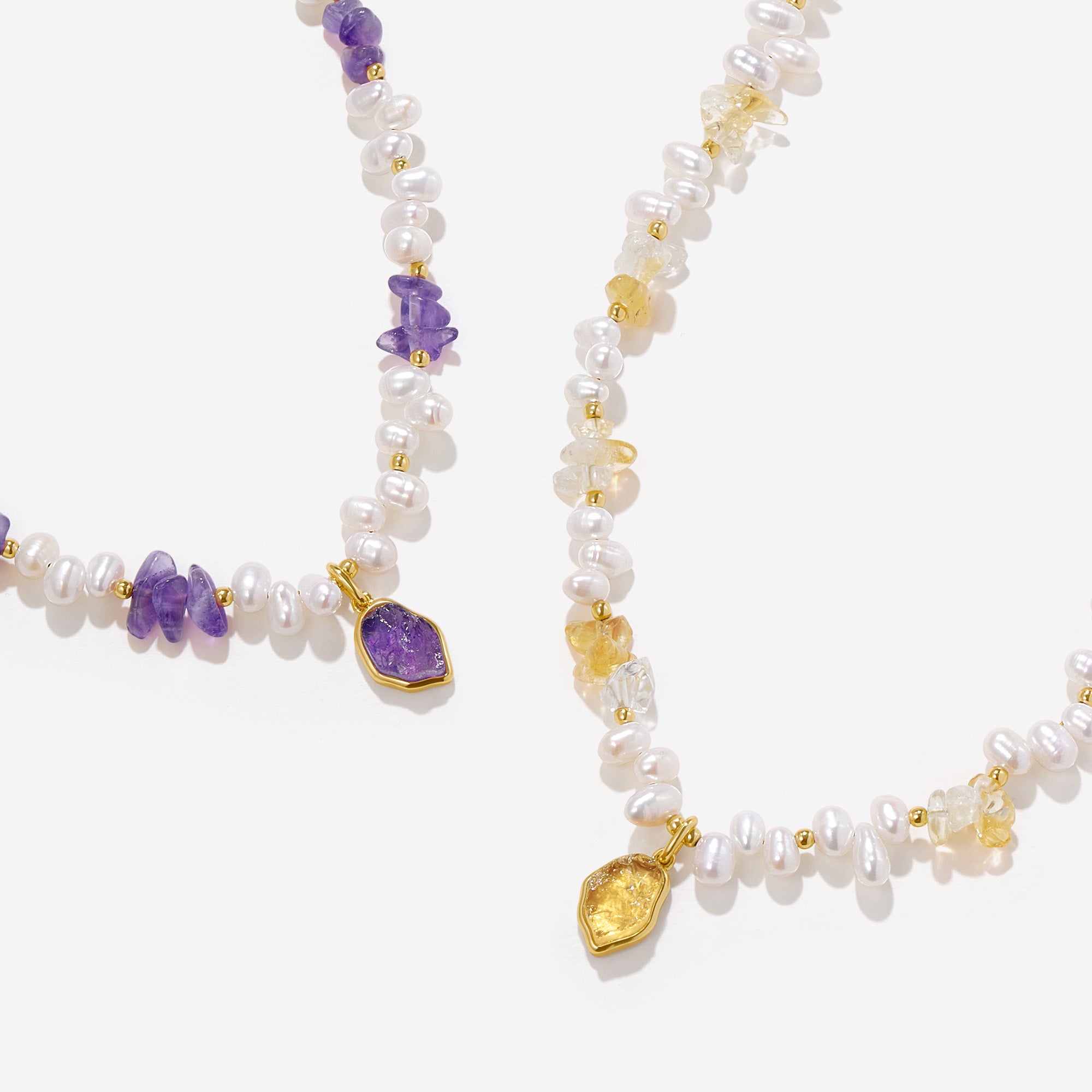 Raw Citrine Pearl Necklace