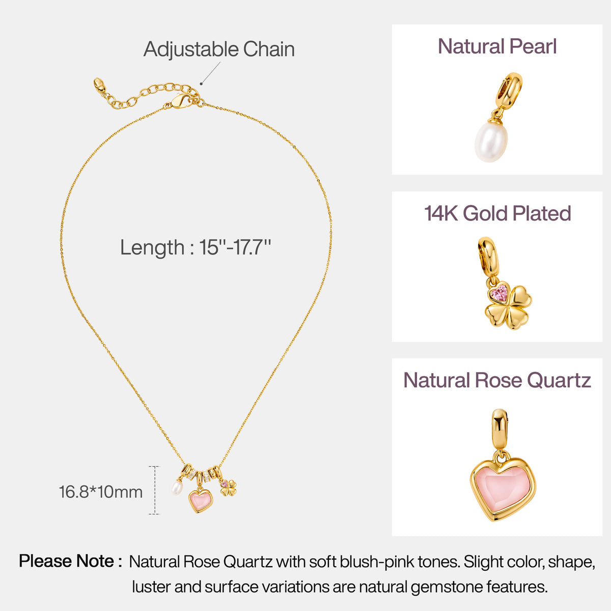 Blush Heart Pearl Charm Necklace