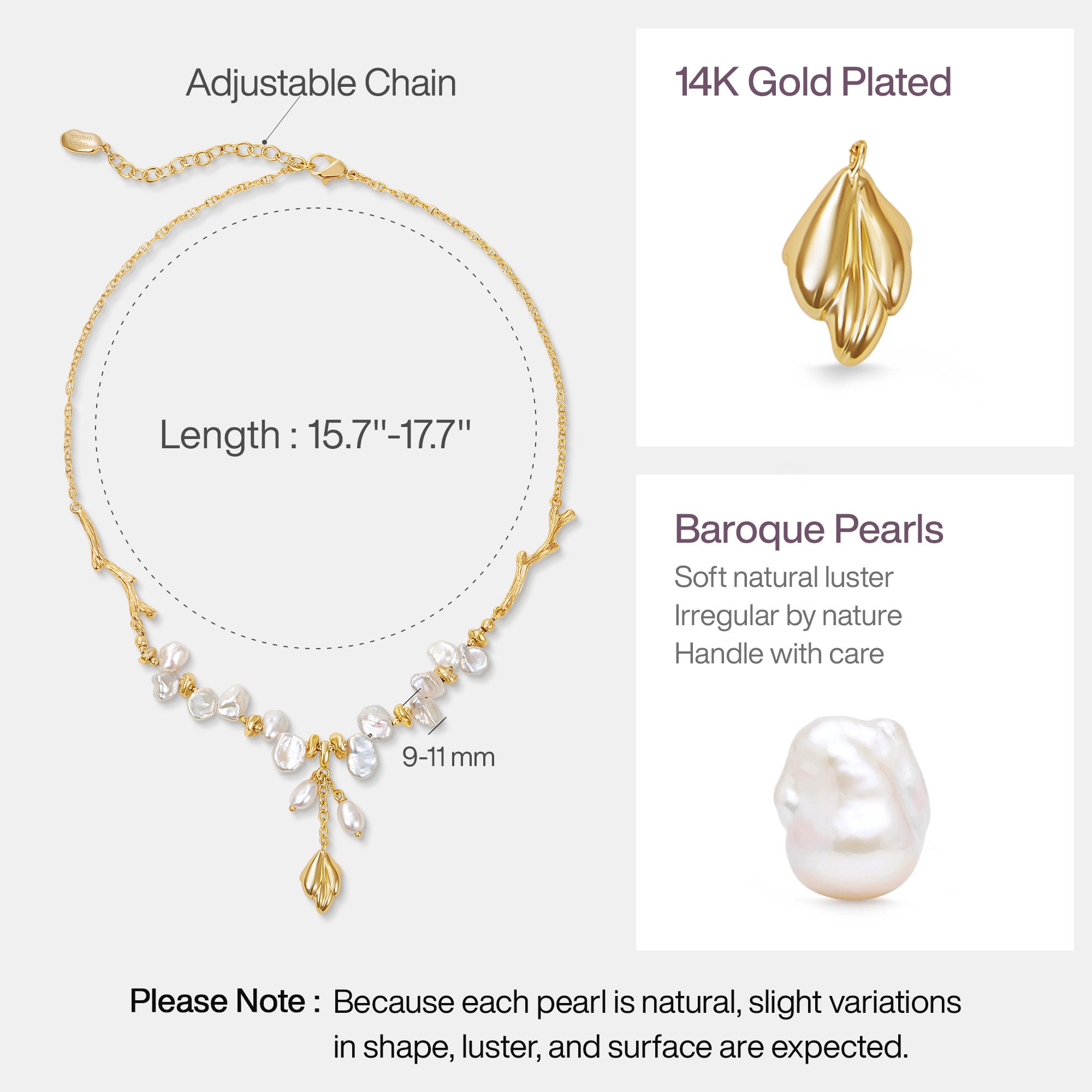Floriography Keshi Pearl Branch Necklace