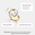 White Baroque Pearl Bee Open Ring