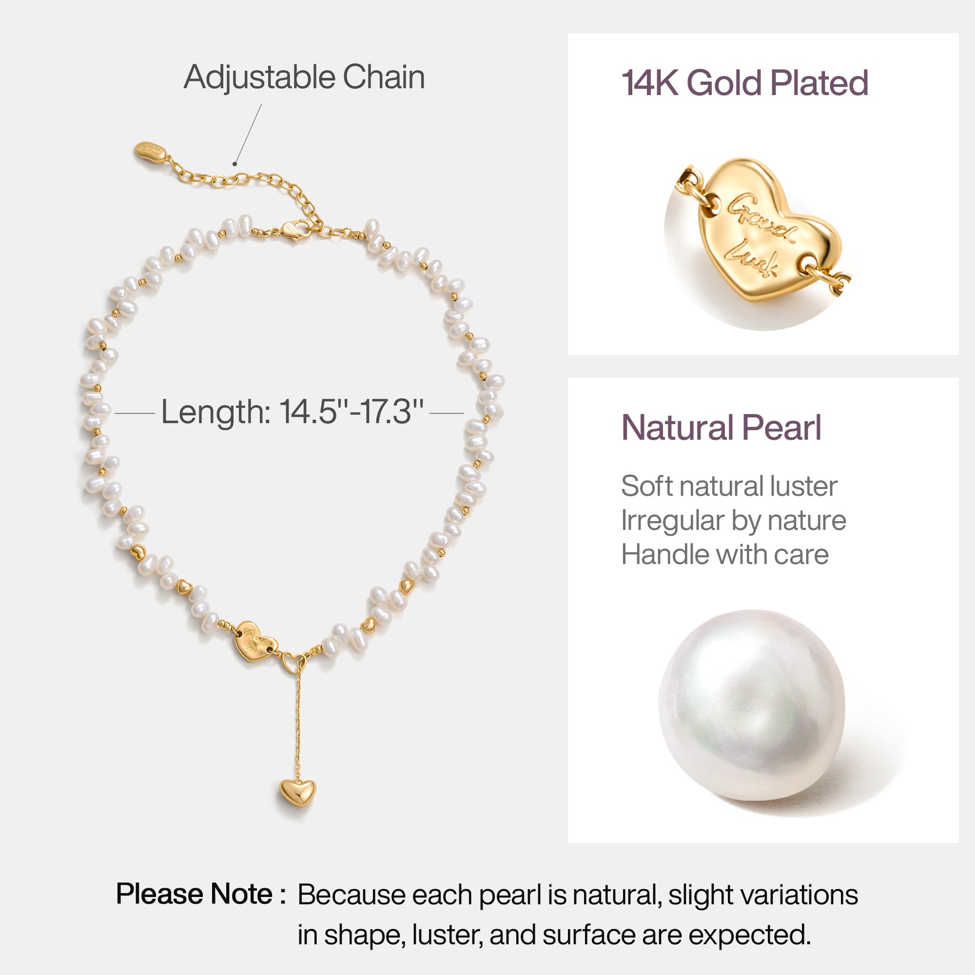 Lucky Heart Pearl Necklace
