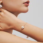 Lucky Clover Pearl Chain Bracelet