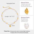 Raw Citrine Pearl Necklace