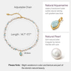 Raw Aquamarine Pearl Necklace
