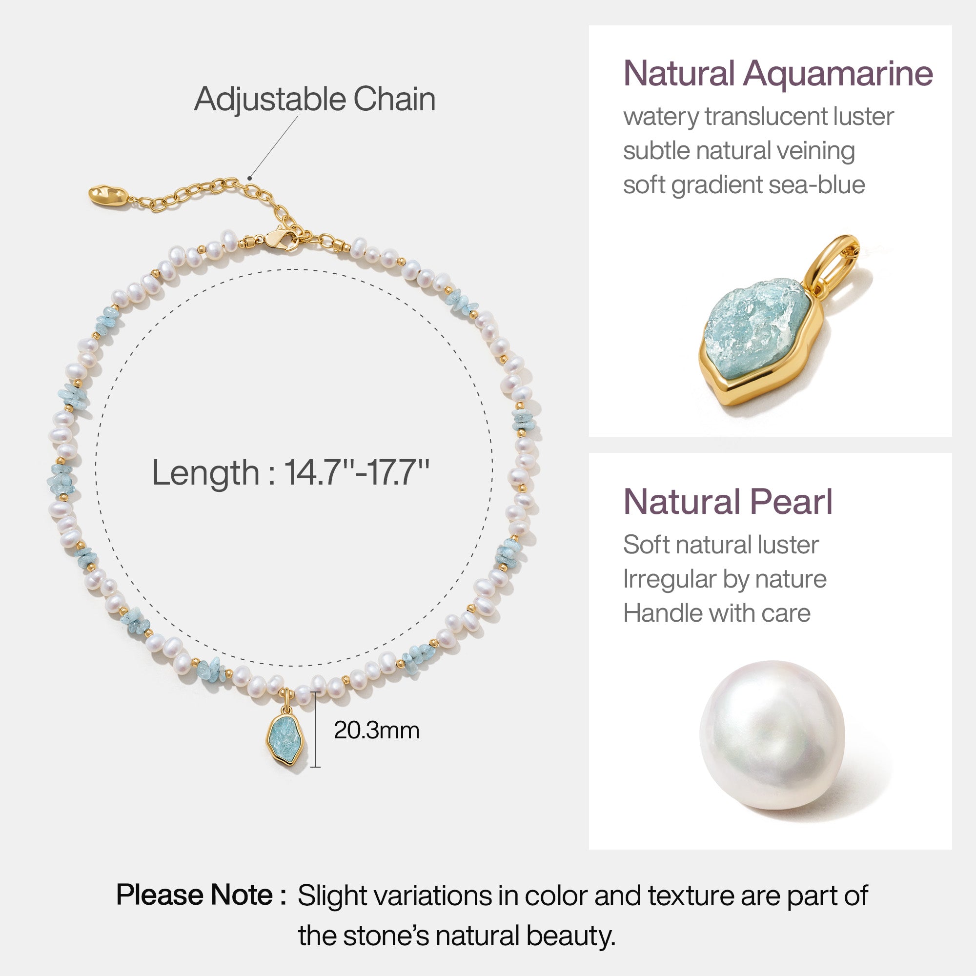 Raw Aquamarine Pearl Necklace