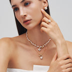 Lucky Clover Pearl Charm Necklace
