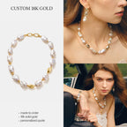 Custom 18K Solid Gold Pearl Jewelry