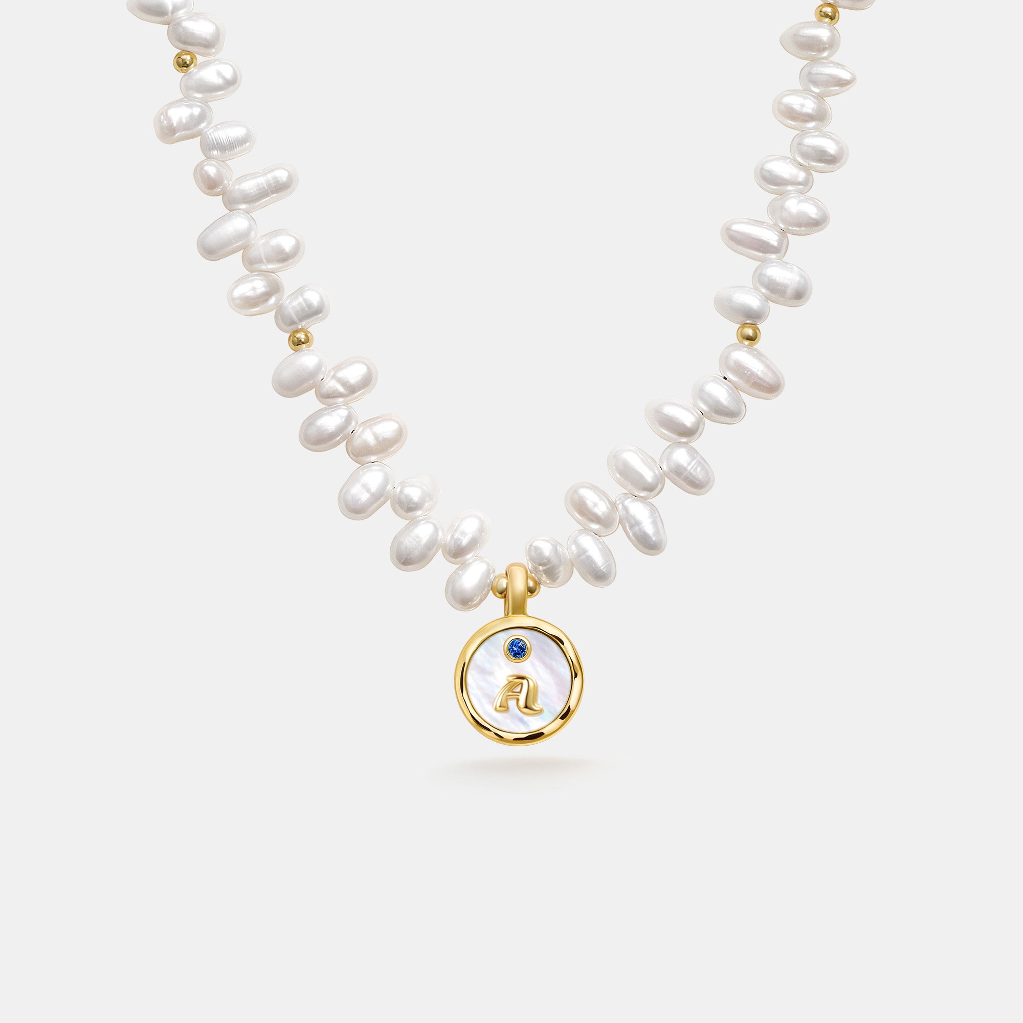 Signet Initial Pearl Necklace