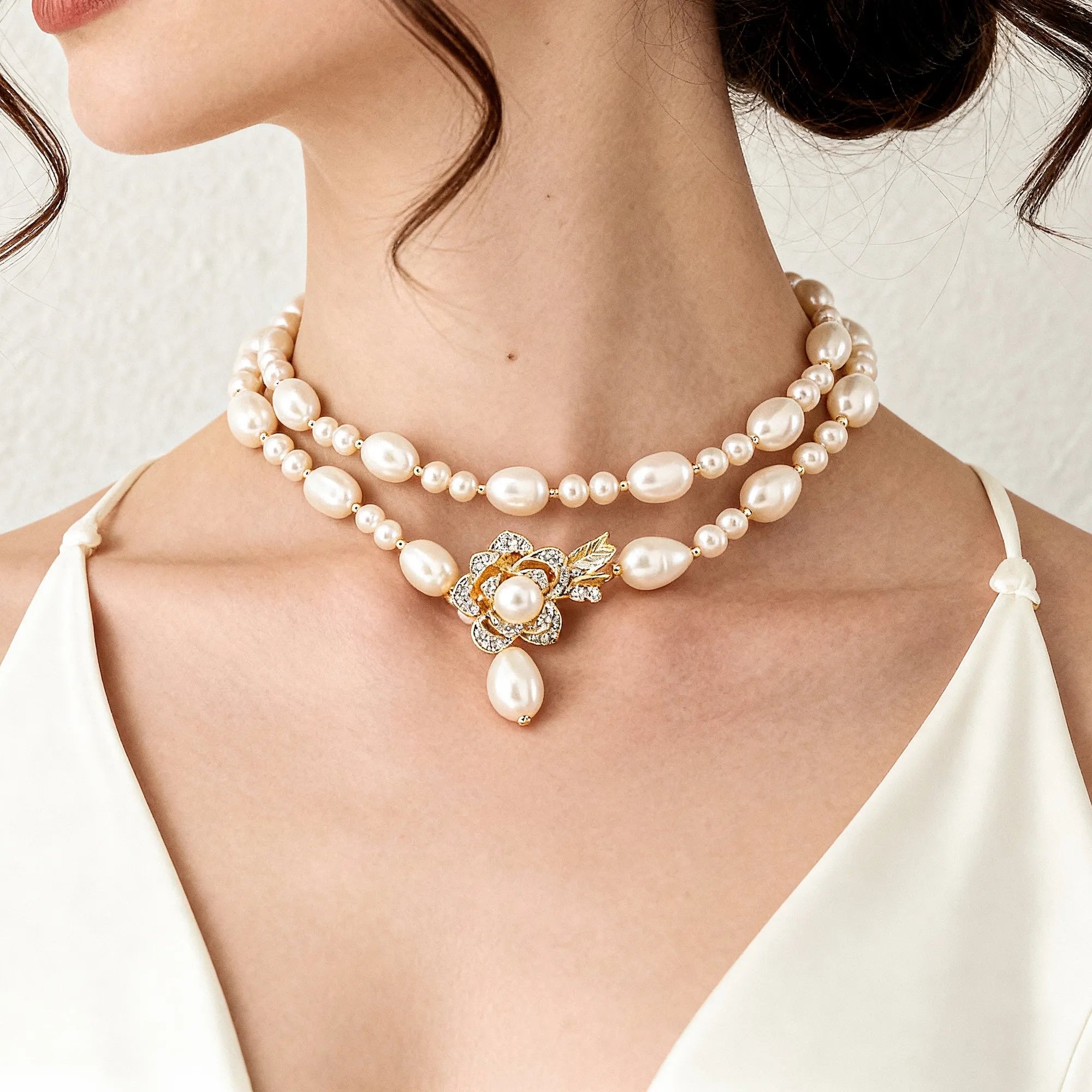 Verstellbare Halskette mit Barockperlen