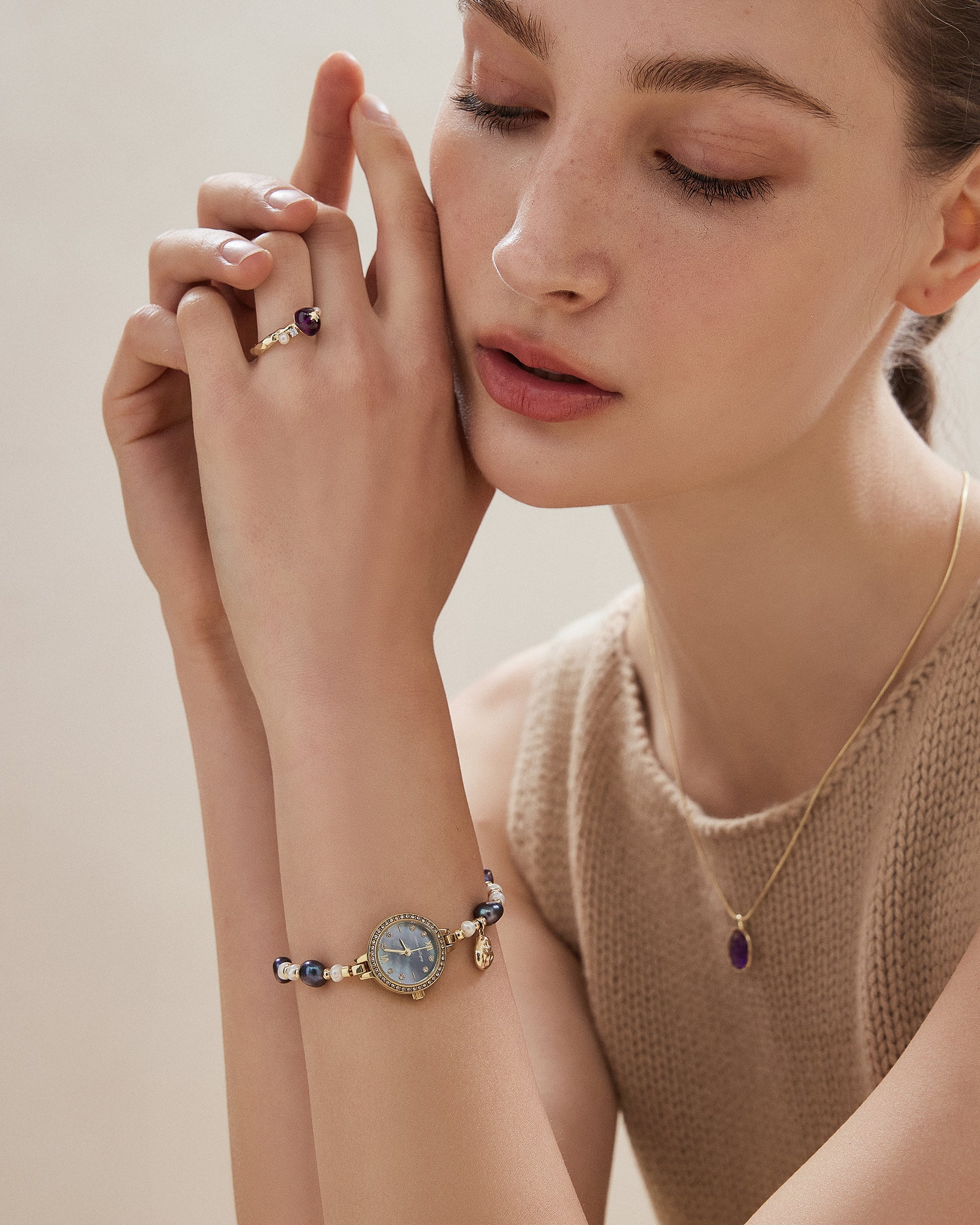 Golden Hour Blue Pearl Watch