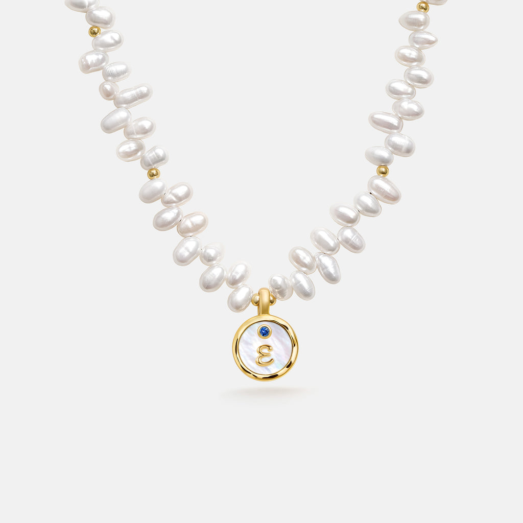 Signet Initial Pearl Necklace
