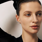 Silver Ginkgo Leaves Pearl Earrings