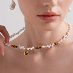 Caramel Coffee Tiger's Eye Pearl Necklace