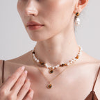 Caramel Coffee Tiger's Eye Pearl Necklace