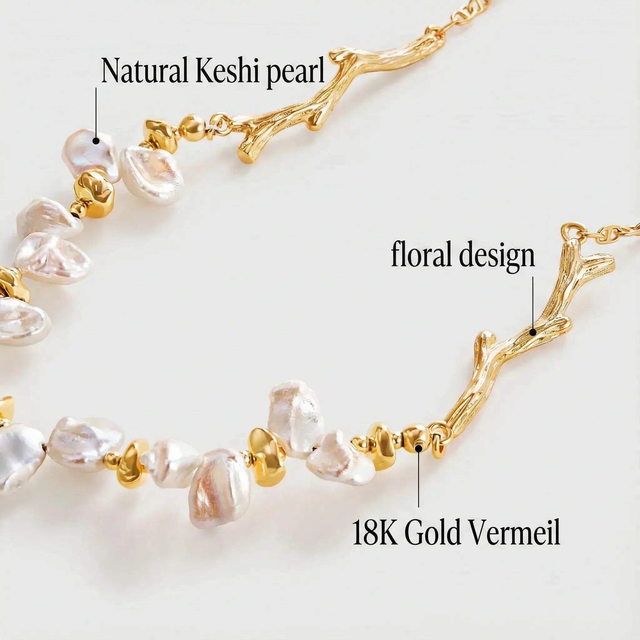 Floriography Keshi Pearl Branch Necklace
