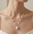 Gypsophila White Baroque Pearl Necklace