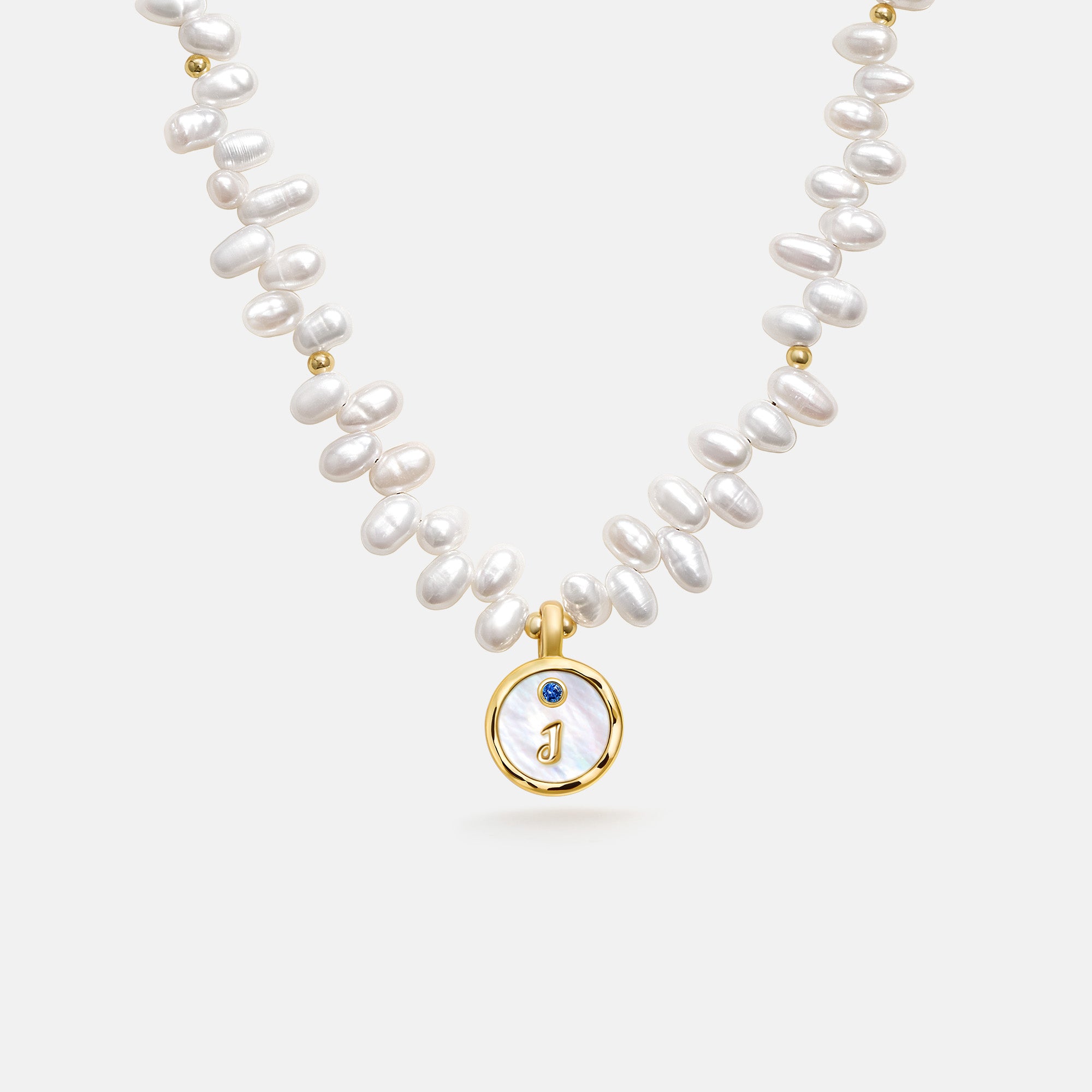 Signet Initial Pearl Necklace