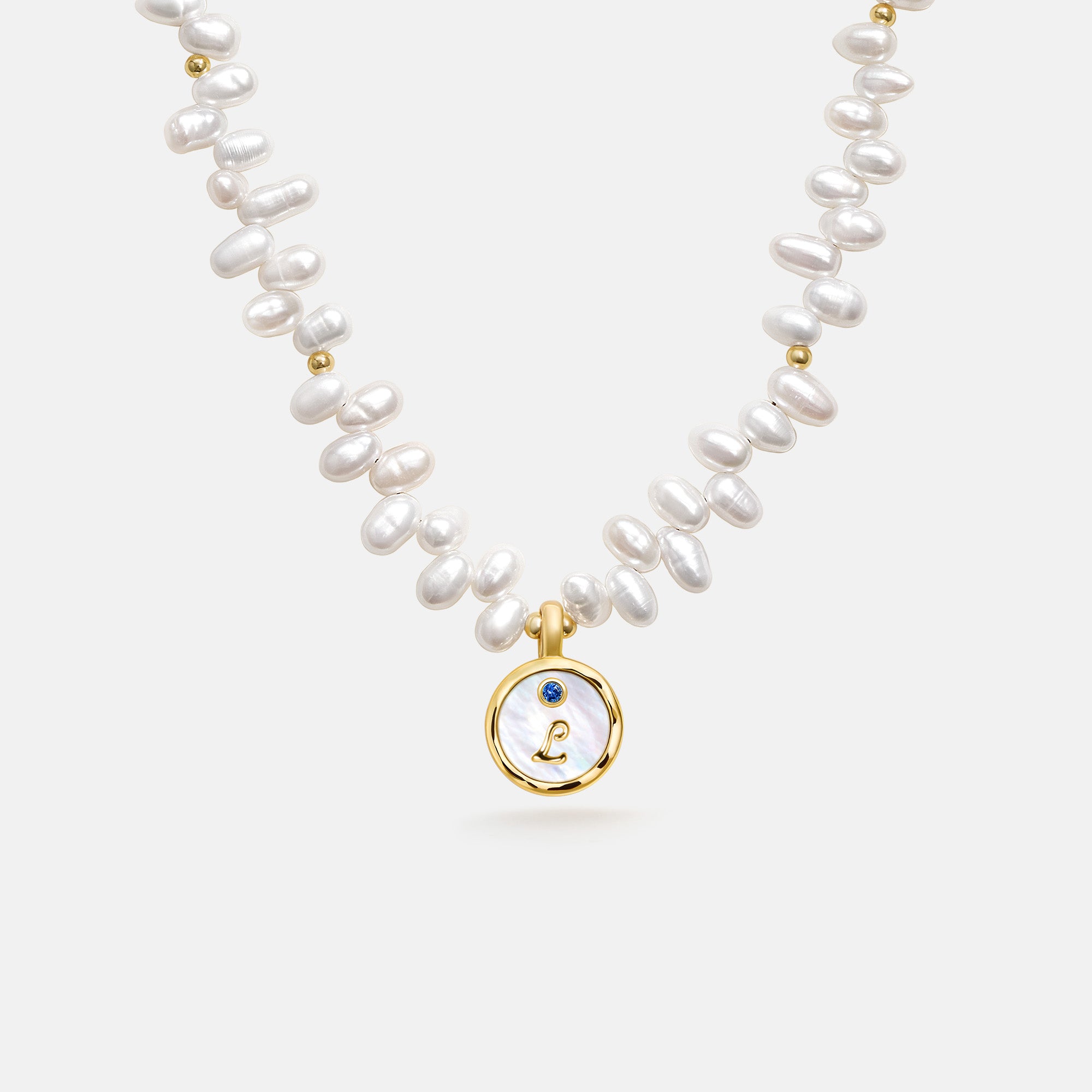 Signet Initial Pearl Necklace