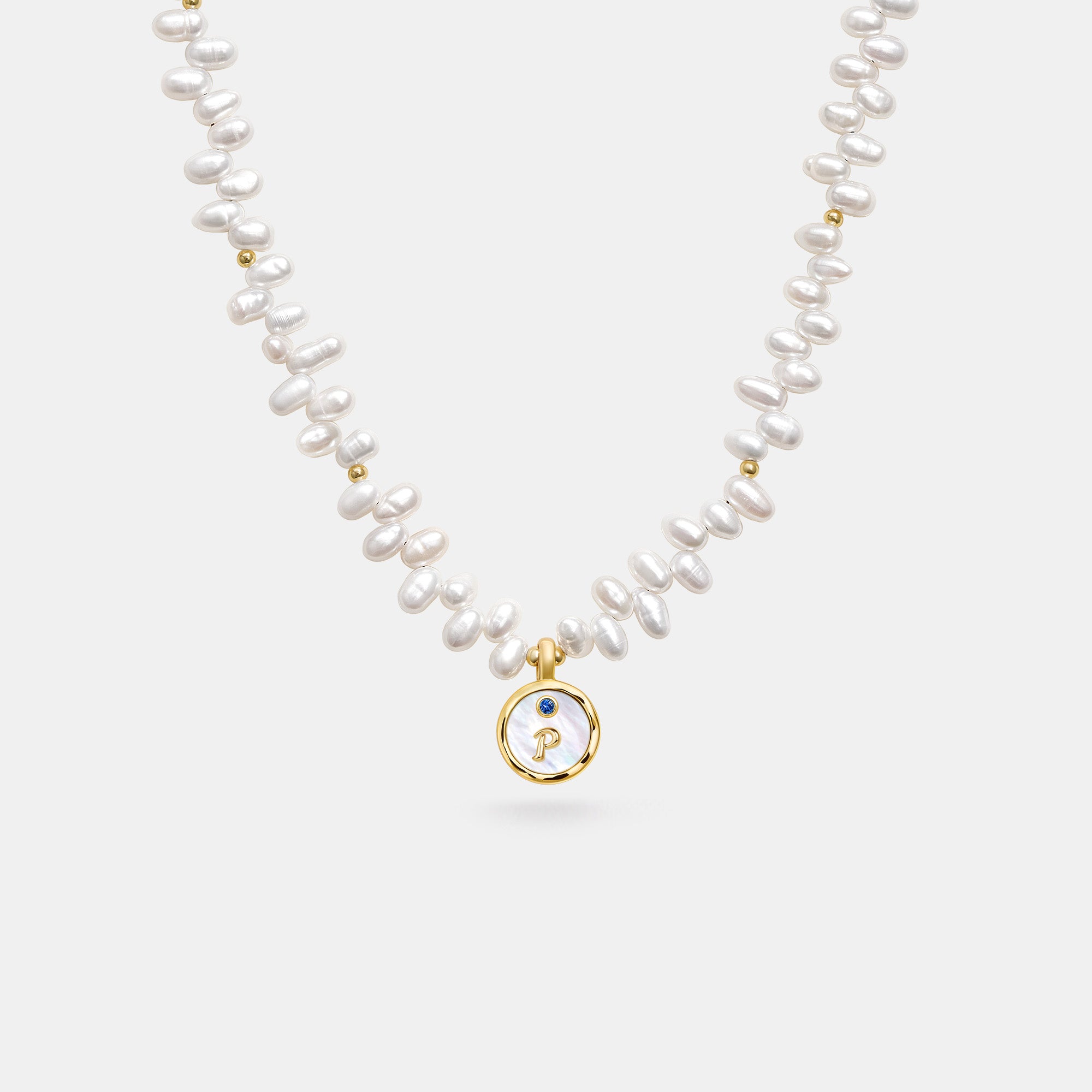 Signet Initial Pearl Necklace