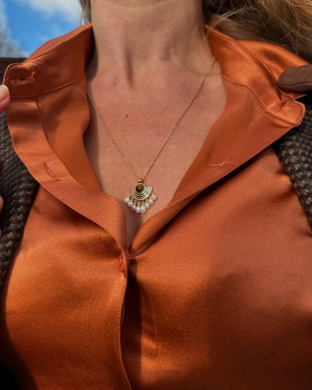 Opera Phantom Tiger's Eye Pearl Necklace