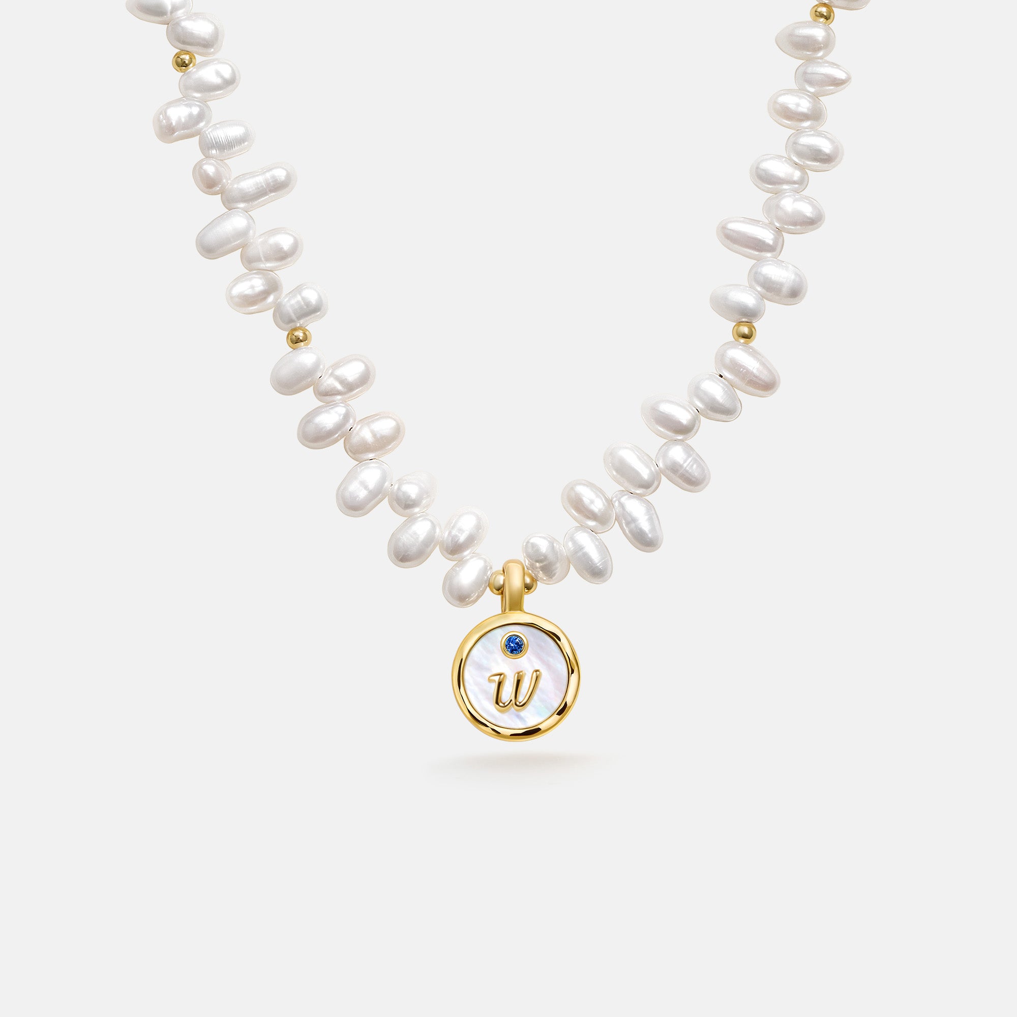Signet Initial Pearl Necklace