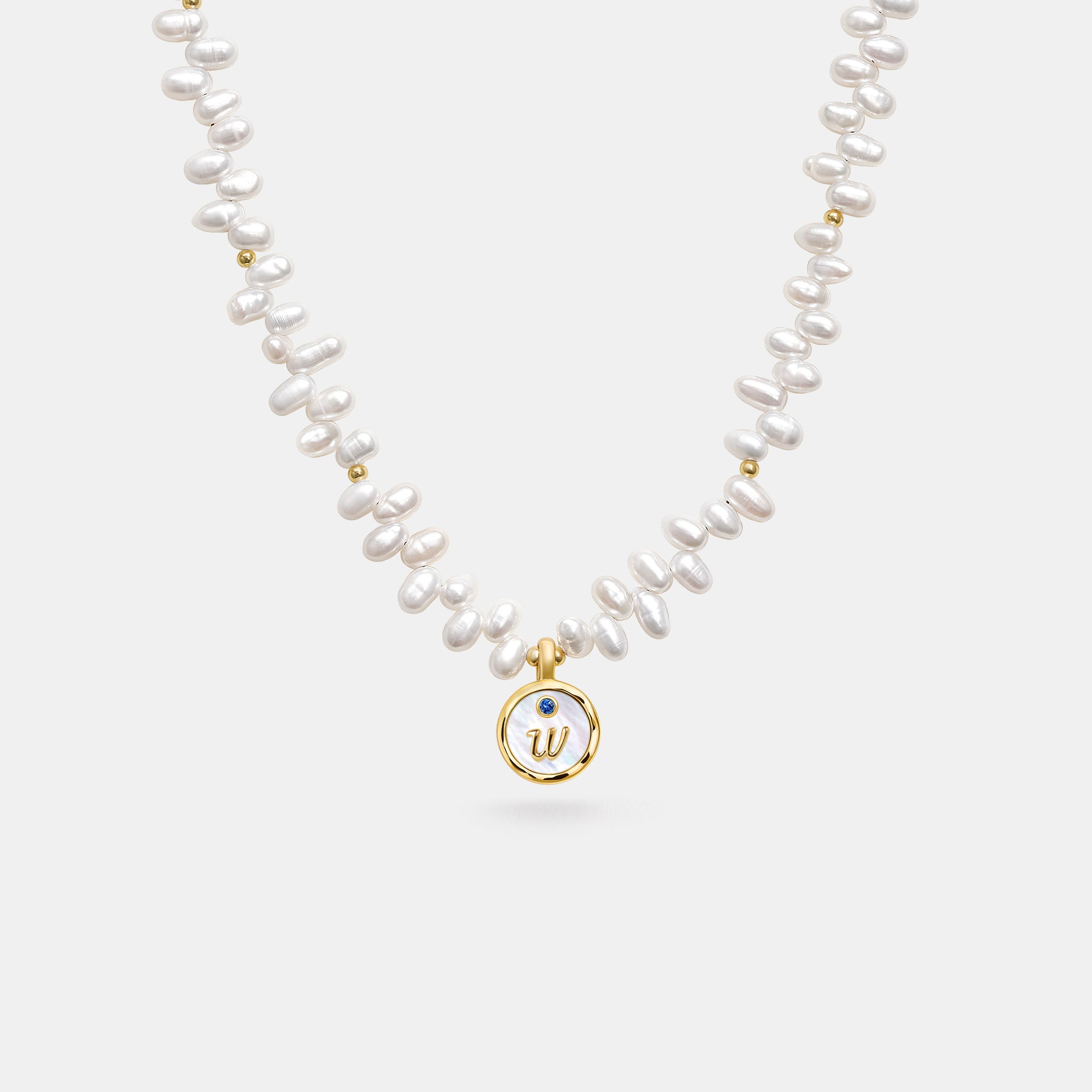 Signet Initial Pearl Necklace