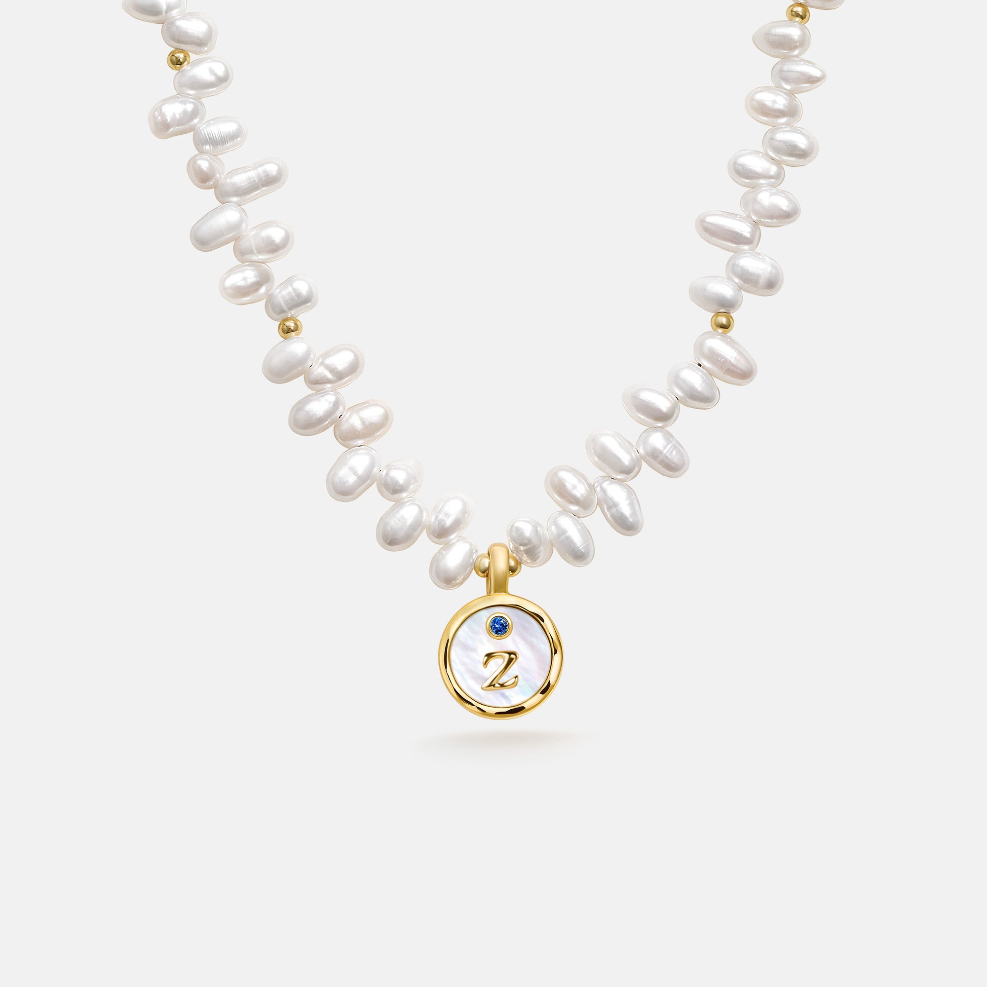 Signet Initial Pearl Necklace