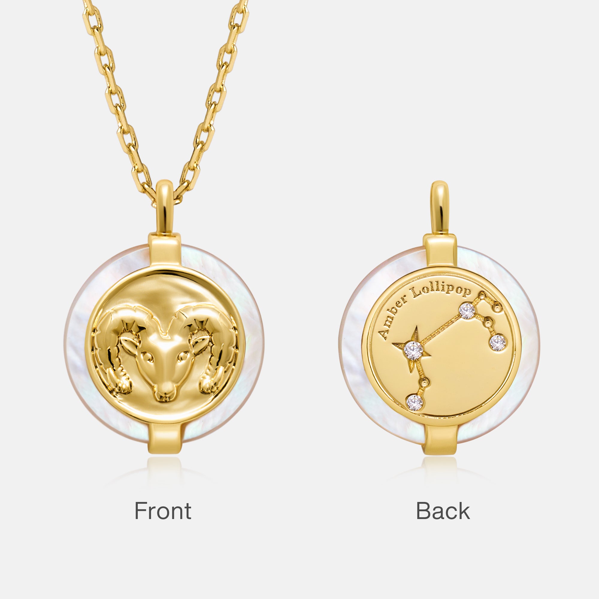 Stellar Zodiac Charm Mother of Pearl Necklace