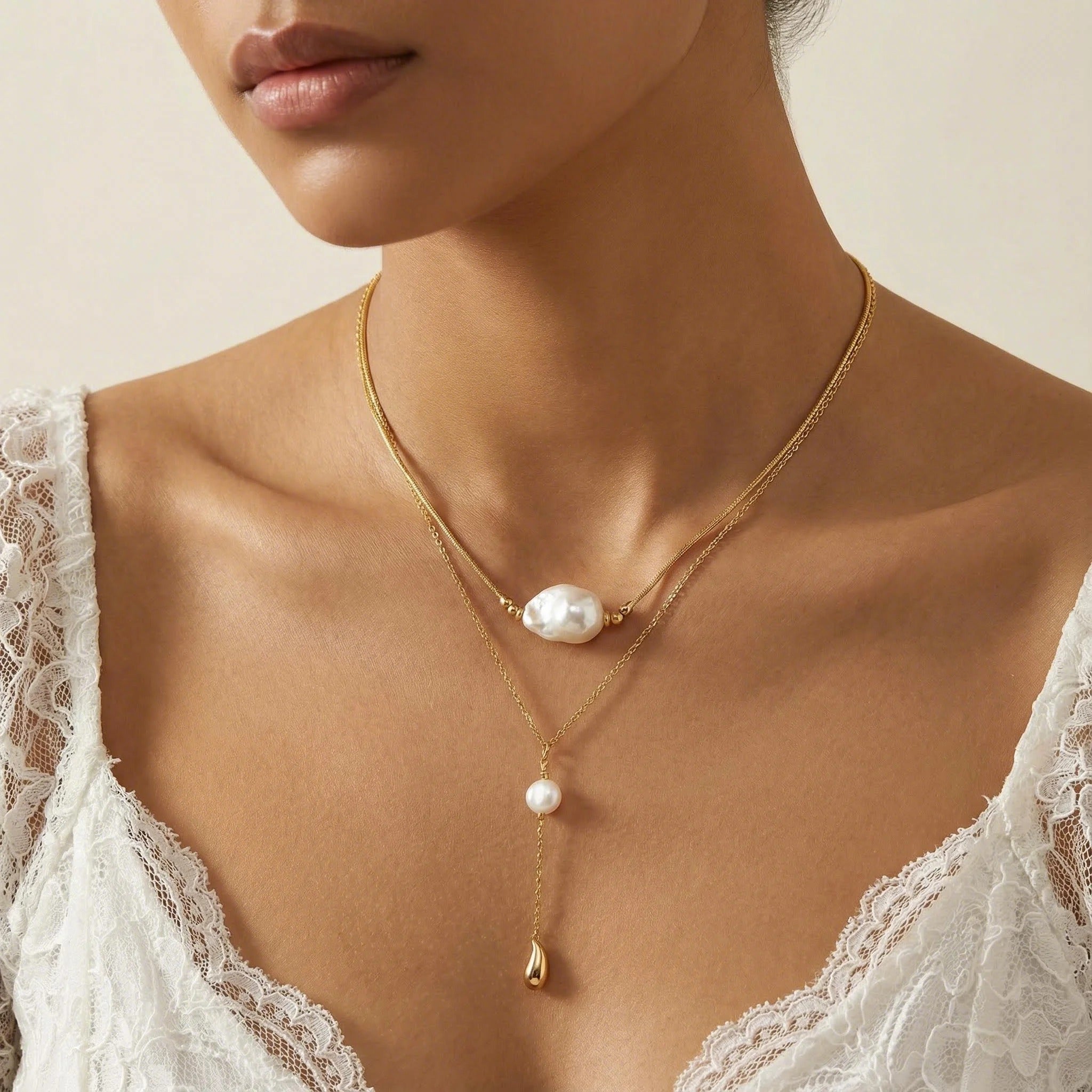 Layered Baroque Pearl Necklace