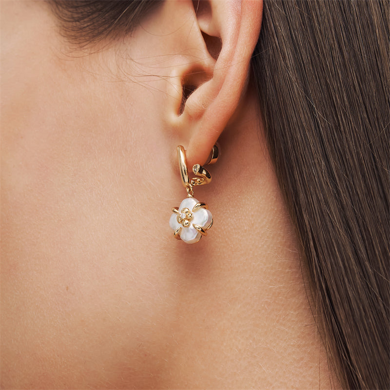 Lucky Clover Pearl Drop Earrings
