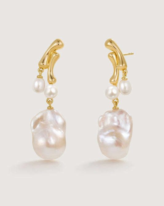 Bamboo Baroque Pearl Earring - Amber lollipop