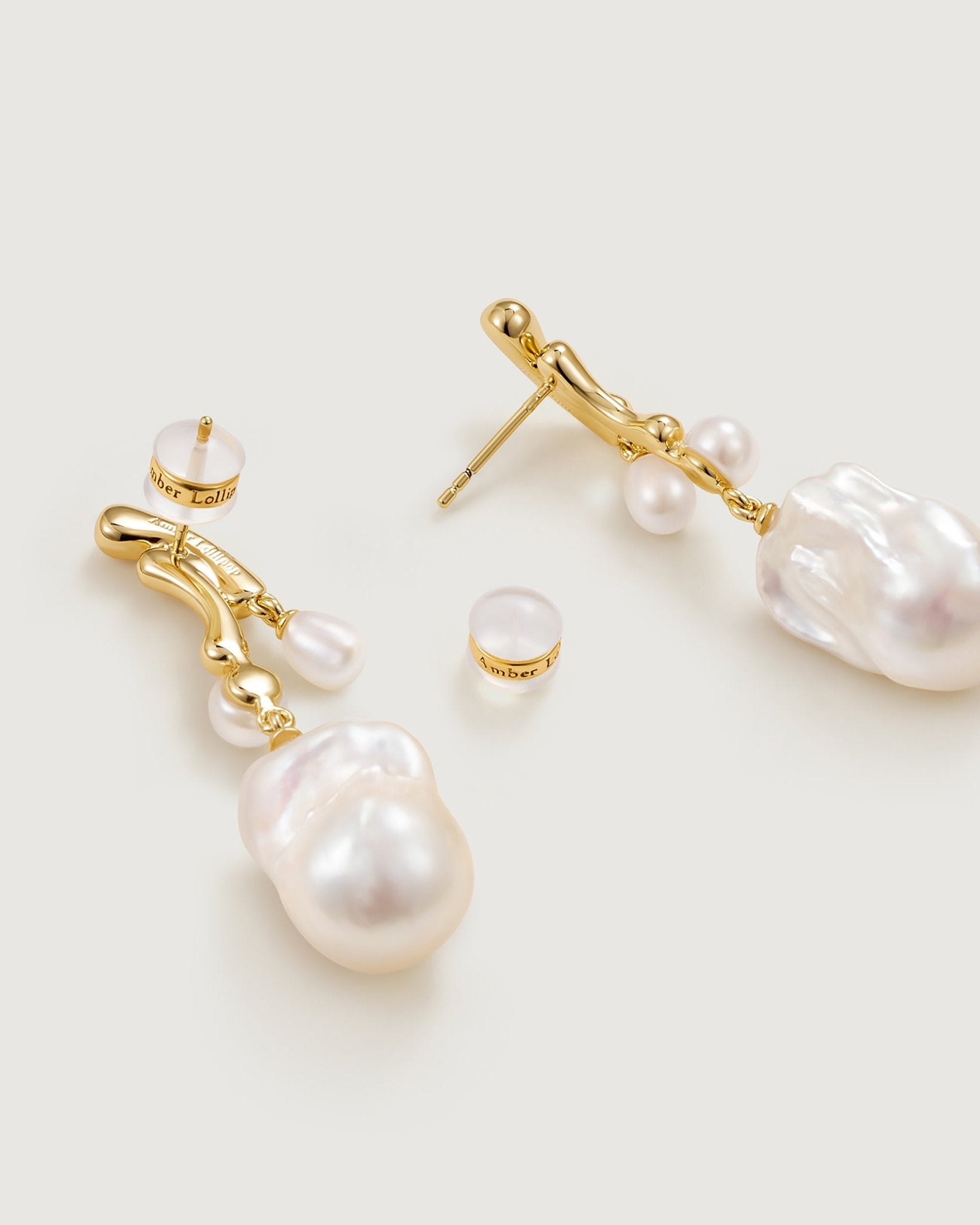 Bamboo Baroque Pearl Earring - Amber lollipop