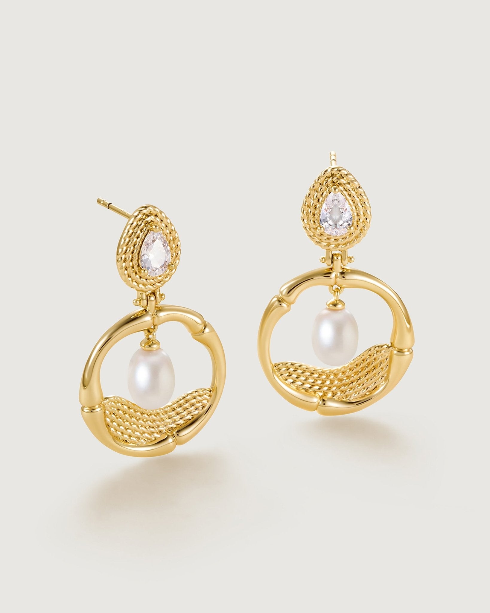 Bamboo Drop Pearl Earring - Amber lollipop