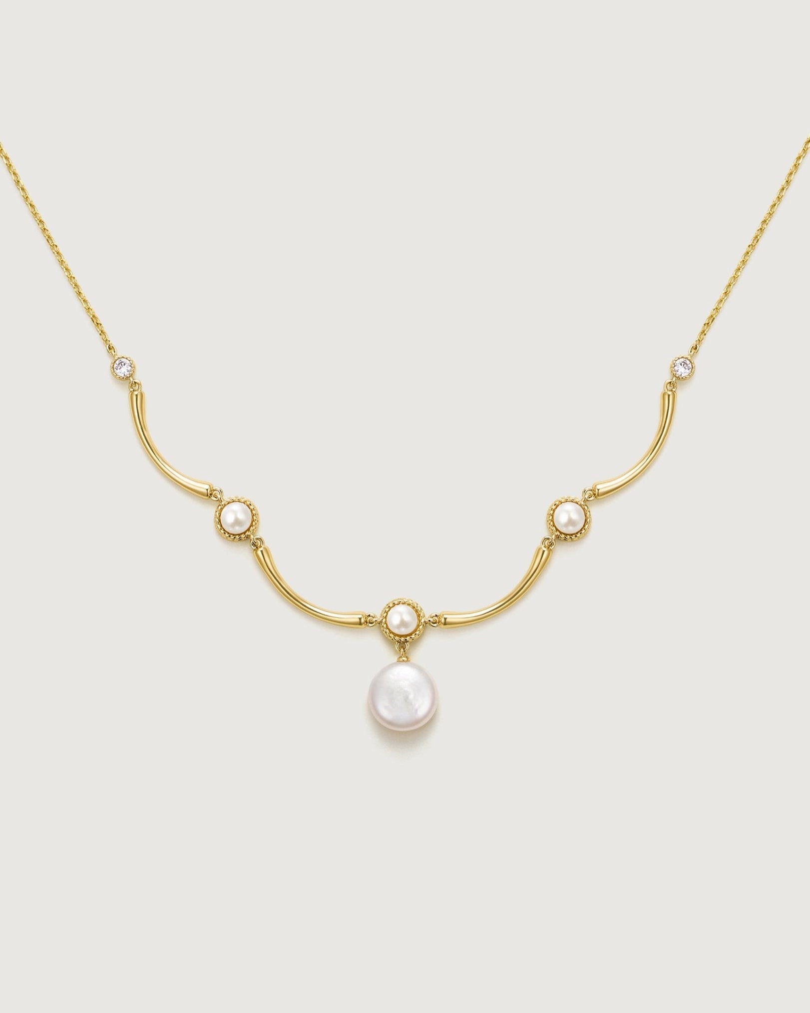 Bamboo Pearl Necklace - Amber lollipop