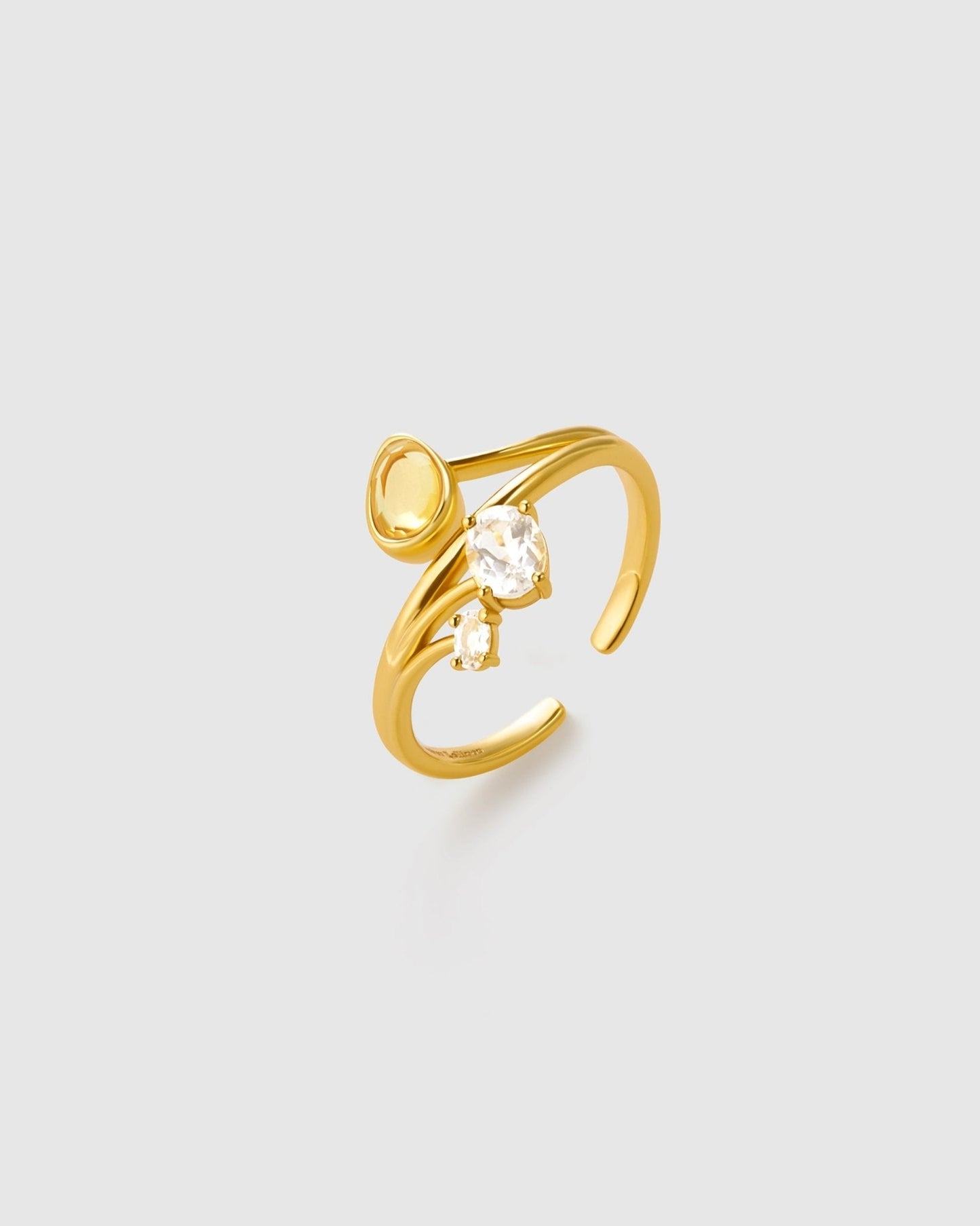 Banyu Floral Affair Citrine Open Ring - Amber lollipop