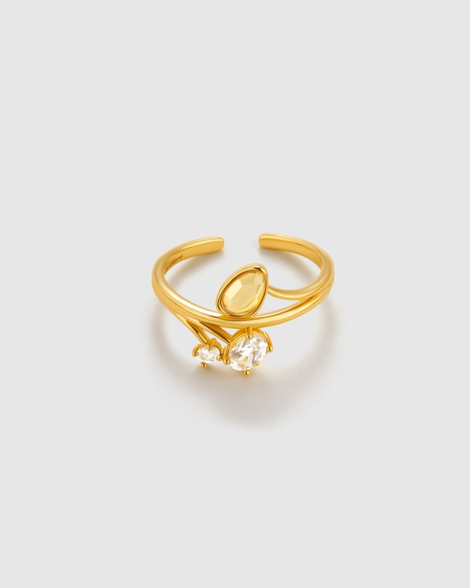 Banyu Floral Affair Citrine Open Ring - Amber lollipop