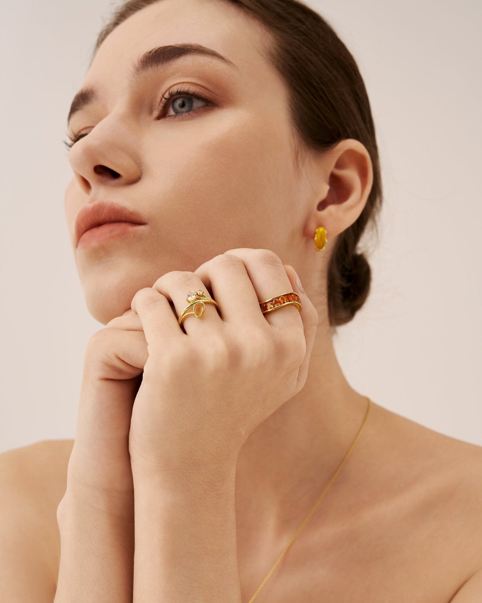 Banyu Floral Affair Citrine Ring - Amber lollipop