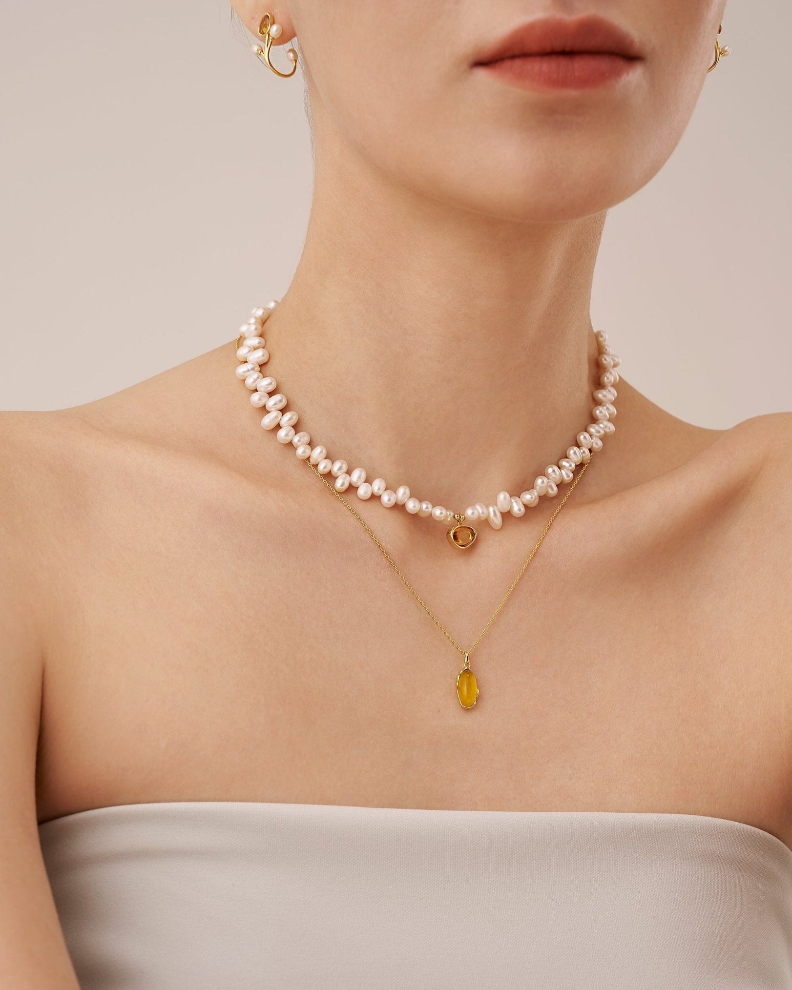 Banyu Floral Affair Pearl Necklace - Amber lollipop