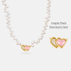 Blush Heart Rose Quartz Pearl Necklace