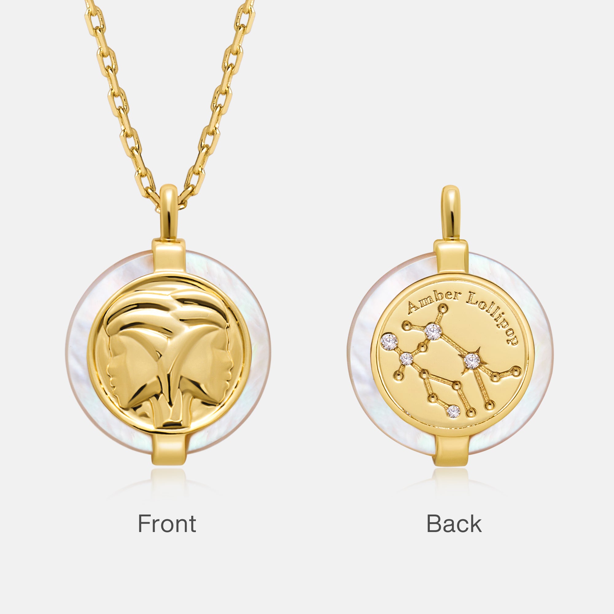 Stellar Zodiac Charm Mother of Pearl Necklace