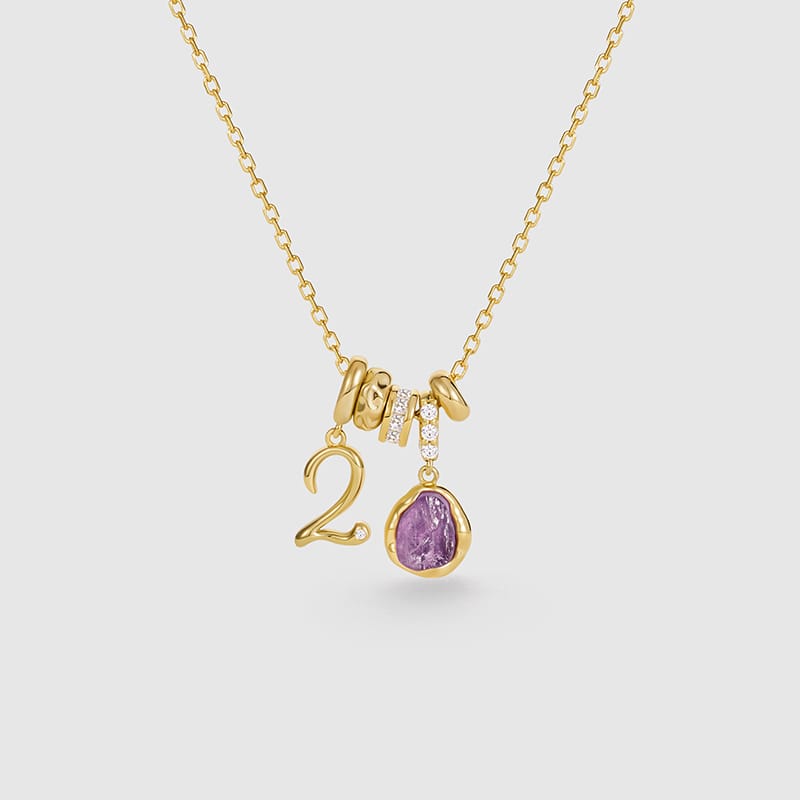 Birthstone Charm Necklace AmberLollipop