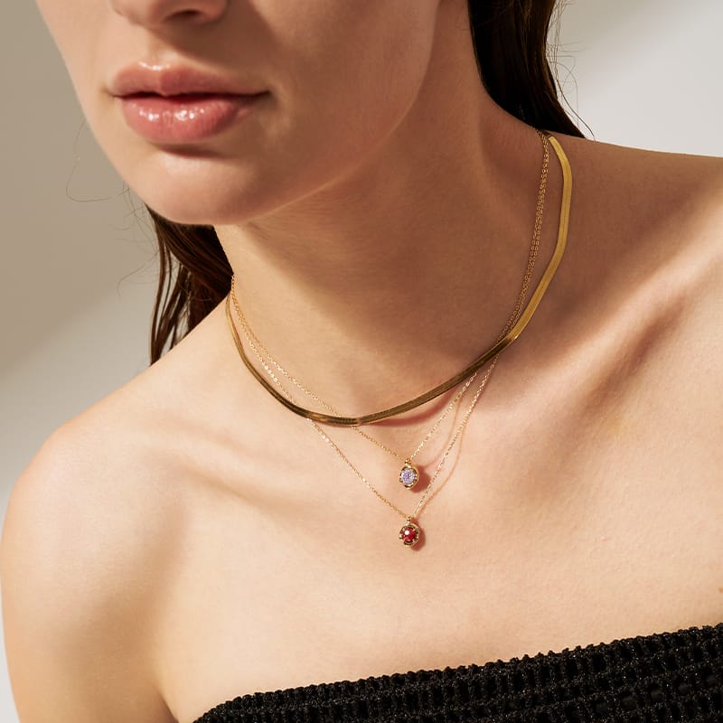 Birthstone CZ Necklace AmberLollipop