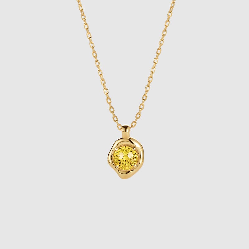 Birthstone CZ Necklace AmberLollipop
