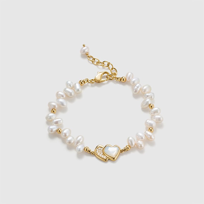 Blush Heart Irregular Pearl Bracelet AmberLollipop