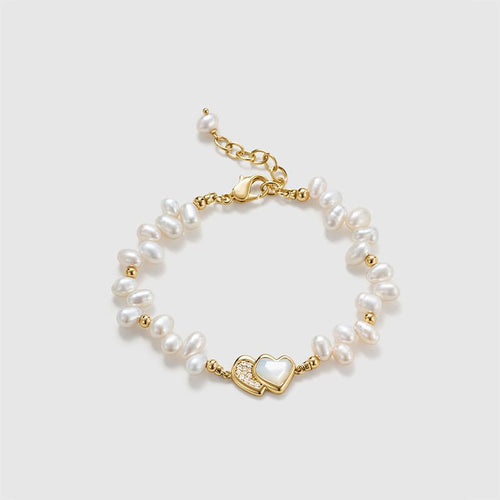 Blush Heart Irregular Pearl Bracelet AmberLollipop